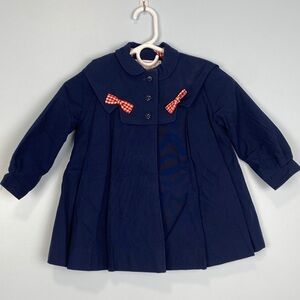 Vintage Rothschild Size 4 Girls Coat Gingham Lining Pea Coat Swing Jacket Bows